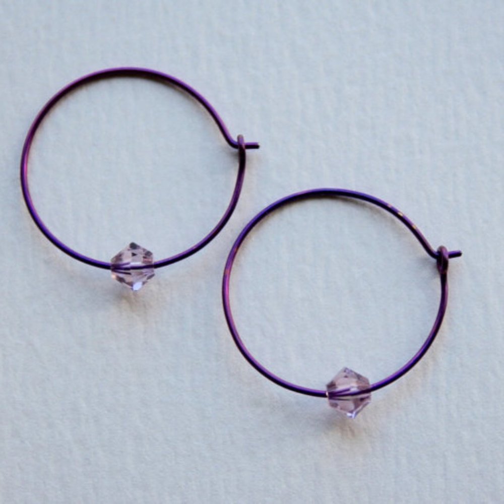 Purple Niobium Hoop Earrings